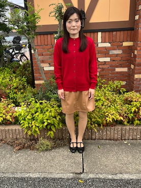 「UNIQLO（ユニクロ）のアイテム（その他アウター、レッド系）」を使った、asuka☺︎さん（レディース・155cm）の春コーディネート