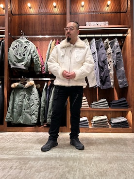 「アイテム（ミリタリージャケット）」を使った、Taichiさん（メンズ・180cm・20代）の冬コーディネート