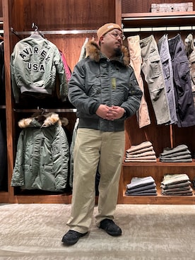 「アイテム（MA-1）」を使った、Taichiさん（メンズ・180cm）の冬コーディネート