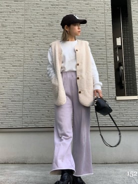 「カジュアルダウン」｜「アイテム（ジャケット/アウター）」を使った、SANAEMONさん（レディース・152cm）の冬コーディネート