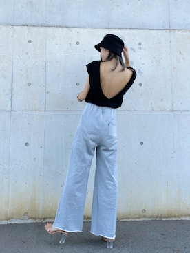 「アイテム（スウェットパンツ、シルバー系）」を使った、SANAEMONさん（レディース・152cm）の夏コーディネート