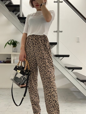 「サテンパンツ」｜「アイテム（アナログ腕時計）」を使った、SANAEMONさん（レディース・152cm）の夏コーディネート