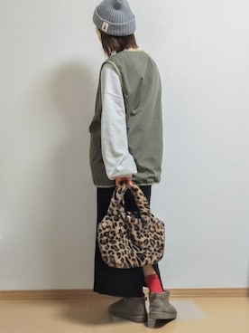 「カラーソックス」｜「アイテム（ブーツ）」を使った、きのんさん（レディース・161cm）の冬コーディネート
