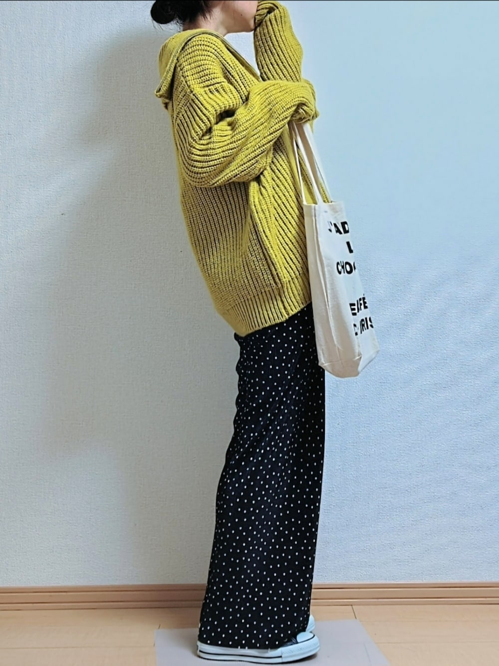 TOBECH I Cドット柄黒パンツ D.HYGEN - Non-ply Yarn Lined Belt Adjustable Crotch Jog