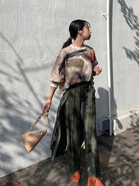 「Ameri（アメリ）のアイテム（ハンドバッグ）」を使った、annさん（レディース・157cm）の秋コーディネート