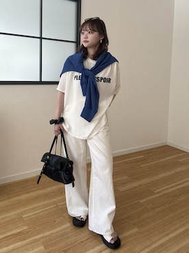 「DouDou（ドゥドゥ）のアイテム（パンツ）」を使った、doudoukarinさん（レディース・155cm）の夏コーディネート