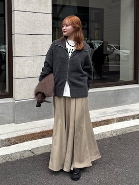 「DouDou（ドゥドゥ）のアイテム（バッグ）」を使った、doudoukarinさん（レディース・155cm）の秋コーディネート