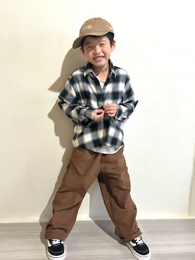 「アイテム（カーゴパンツ）」を使った、ayumi3mamaさん（キッズ・120cm）の秋コーディネート