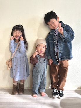 「アイテム（デニムジャケット）」を使った、ayumi3mamaさん（キッズ・120cm）の秋コーディネート