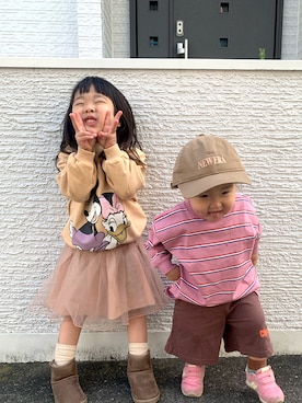 「アイテム（ブーツ）」を使った、ayumi3mamaさん（キッズ・90cm）の秋コーディネート