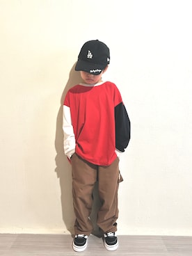 「アイテム（カーゴパンツ）」を使った、ayumi3mamaさん（キッズ・120cm）の秋コーディネート