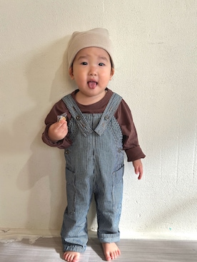 「アイテム（サロペット/オーバーオール）」を使った、ayumi3mamaさん（キッズ・80cm）の秋コーディネート