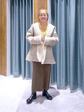 「アイテム（ムートンコート）」を使った、ayaka_lepsimさん（レディース・158cm・20代）の秋コーディネート