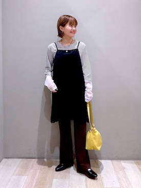 「LEPSIM（レプシィム）のファーライニングミュール　1049230（その他シューズ、ブラック系）」を使った、ayaka_lepsimさん（レディース・158cm）の秋コーディネート