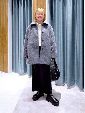 「アイテム（その他アウター、グレー系）」を使った、ayaka_lepsimさん（レディース・158cm）の冬コーディネート