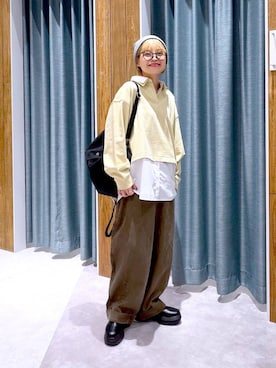 「アイテム（メガネ、イエロー系）」を使った、ayaka_lepsimさん（レディース・158cm）の冬コーディネート