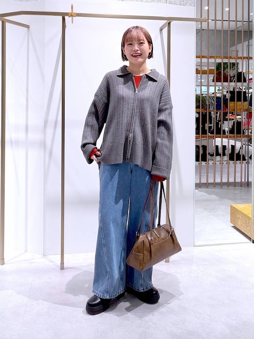 セール】5ゲージ編み柄ZIP襟カーディガン 634184（カーディガン/ボレロ