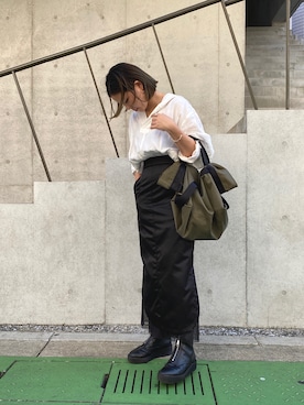 「H&M（エイチ・アンド・エム）のアイテム（ブーツ）」を使った、harukaherenciaさん（レディース・155cm）の秋コーディネート