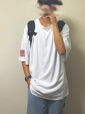 「Adoon plain（アドーンプレーン）のアイテム（Tシャツ/カットソー）」を使った、ReN(れん)   さん（メンズ・172cm）の夏コーディネート