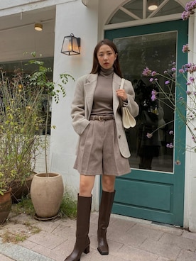 「skirt」｜「アイテム（ジャケット/アウター）」を使った、showketさん（レディース・165cm）の秋コーディネート