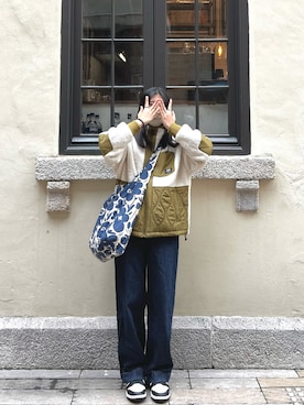 「VANS（バンズ）のアイテム（ジャケット/アウター）」を使った、@yannnis.__さん（レディース・161cm）の冬コーディネート