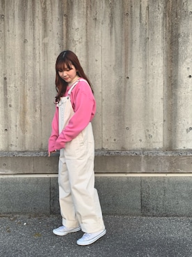 「w closet（ダブルクローゼット）のアイテム（オールインワン・サロペット）」を使った、shimaさん（レディース・152cm）の冬コーディネート