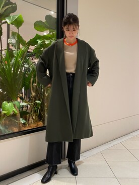 「URBAN RESEARCH（アーバンリサーチ）のアイテム（チェスターコート）」を使った、萌桃さん（レディース・164cm）の秋コーディネート