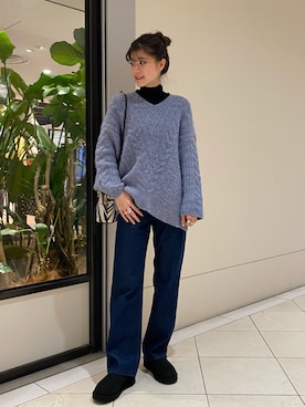 「marco masi（マルコマージ）のMARCO MASI　ZEBRA MINIBAG（ショルダーバッグ）」を使った、萌桃さん（レディース・164cm）の秋コーディネート