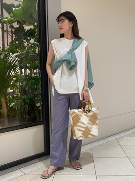 「シャーベットカラー」｜萌桃さん（レディース・164cm）の夏コーディネート