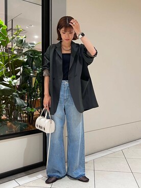 「ブルベ冬×秋カラーコーデ」｜「アイテム（その他アウター）」を使った、萌桃さん（レディース・165cm）の秋コーディネート