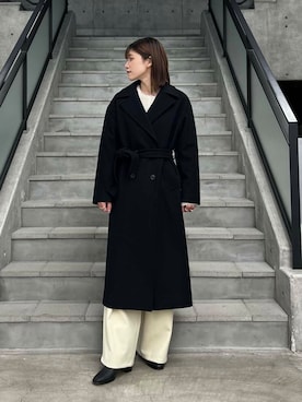 「アイテム（チェスターコート）」を使った、萌桃さん（レディース・165cm）の冬コーディネート
