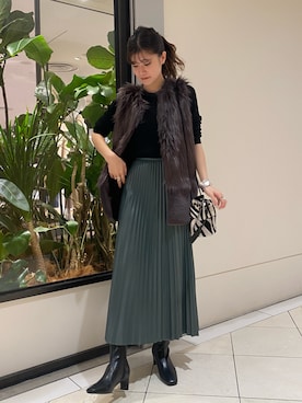 「marco masi（マルコマージ）のMARCO MASI　ZEBRA MINIBAG（ショルダーバッグ）」を使った、萌桃さん（レディース・164cm）の秋コーディネート