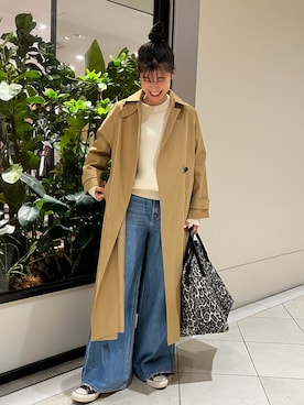「URBAN RESEARCH（アーバンリサーチ）のアイテム（ステンカラーコート）」を使った、萌桃さん（レディース・164cm）の秋コーディネート