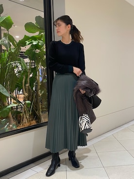 「marco masi（マルコマージ）のMARCO MASI　ZEBRA MINIBAG（ショルダーバッグ）」を使った、萌桃さん（レディース・164cm）の秋コーディネート