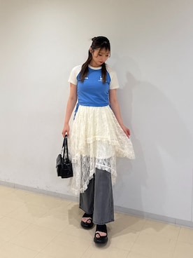 「FREE'S MART（フリーズマート）のアイテム（スカート）」を使った、meinaさん（レディース・167cm）の夏コーディネート