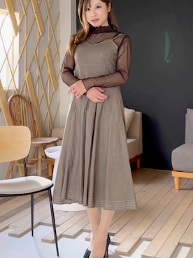「今日のコスメと服」｜「アイテム（ジャンパースカート）」を使った、音菜音子さん（レディース・166cm）の冬コーディネート