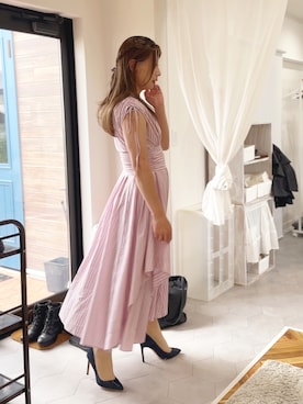 「カシュクールワンピース」｜音菜音子さん（レディース・166cm）の秋コーディネート