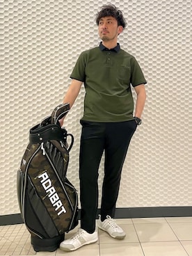 「アイテム（ベルト、グリーン系）」を使った、ヨシさん（メンズ・180cm）の春コーディネート