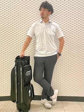 「アイテム（ベルト、グリーン系）」を使った、ヨシさん（メンズ・180cm）の夏コーディネート