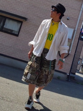 「アイテム（カーゴパンツ）」を使った、hiroyukeeeeeeさん（メンズ・179cm・40代）の夏コーディネート