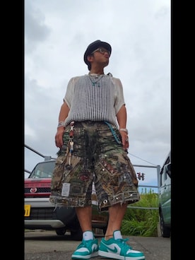 「アイテム（カーゴパンツ）」を使った、hiroyukeeeeeeさん（メンズ・179cm・40代）の夏コーディネート