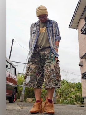 「アイテム（ニットキャップ/ビーニー）」を使った、hiroyukeeeeeeさん（メンズ・179cm）の秋コーディネート