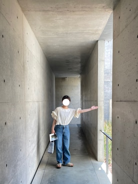 「Levi's（リーバイス）の【Levi's】バギーデニムパンツ（デニムパンツ、ブルー系）」を使った、makochirorinさん（レディース）の夏コーディネート