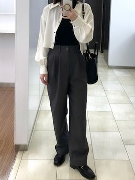 「重ね着ベストシーズン」｜「アイテム（スラックス）」を使った、yuuuuu157さん（レディース・157cm）の秋コーディネート