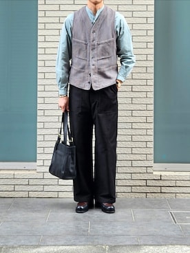 「アイテム（ベスト）」を使った、D・BLUEさん（メンズ・170cm）の秋コーディネート