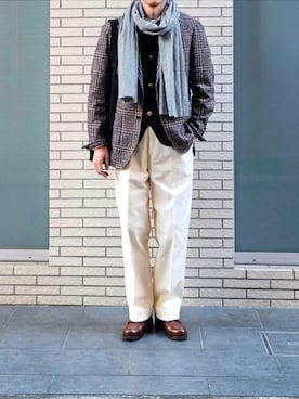 「アイテム（ベスト）」を使った、D・BLUEさん（メンズ・170cm）の冬コーディネート