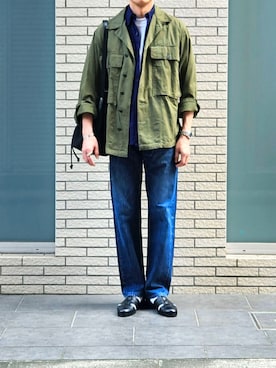 「アイテム（シャツ/ブラウス）」を使った、D・BLUEさん（メンズ・170cm）の秋コーディネート