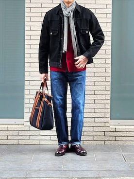 「アイテム（リング）」を使った、D・BLUEさん（メンズ・170cm）の冬コーディネート