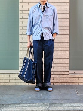 「アイテム（ハンチング/ベレー帽）」を使った、D・BLUEさん（メンズ・170cm）の夏コーディネート