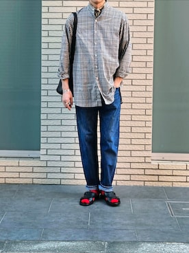 「アイテム（ポケットチーフ）」を使った、D・BLUEさん（メンズ・170cm）の秋コーディネート